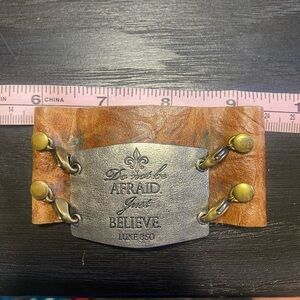 Luke 8:50 Biblical quote leather adjustable bracelet cuff